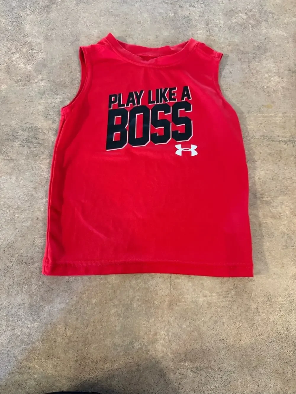 Under Armour Red 'Play Like A Boss' Sleeveless Tee Boy Size 4T Activewear